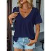 image:imageAvanova Women V Neck Side Slit Split Tee Oversized Short Sleeve T Shirts Summer TopsNavy