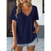image:imageAvanova Women V Neck Side Slit Split Tee Oversized Short Sleeve T Shirts Summer TopsNavy