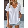 image:imageAvanova Women V Neck Side Slit Split Tee Oversized Short Sleeve T Shirts Summer TopsWhite
