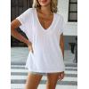 image:imageAvanova Women V Neck Side Slit Split Tee Oversized Short Sleeve T Shirts Summer TopsWhite