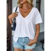 image:imageAvanova Women V Neck Side Slit Split Tee Oversized Short Sleeve T Shirts Summer TopsWhite