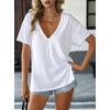 image:imageAvanova Women V Neck Side Slit Split Tee Oversized Short Sleeve T Shirts Summer TopsWhite