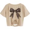 image:imageAvanova Women Vintage Floral Graphic Distressed Crop Tops Ripped Short Sleeve T ShirtKhaki