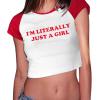 image:imageAvanova Womens Letter Print Tee Short Sleeve Round Neck Slim Fit Crop Top T ShirtRed