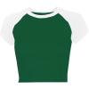 image:imageAvanova Womens Letter Print Tee Short Sleeve Round Neck Slim Fit Crop Top T ShirtWhite Green
