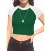 image:imageAvanova Womens Letter Print Tee Short Sleeve Round Neck Slim Fit Crop Top T ShirtWhite Green