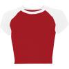 image:imageAvanova Womens Letter Print Tee Short Sleeve Round Neck Slim Fit Crop Top T ShirtWhite Red