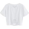 image:imageAvanova Womens USA Flag Graphic Letter Print Distressed Crop Top Short Sleeve Summer Tee USA White Medium