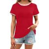 image:imageAvanova Ringer Tee Women Contrast Trim Short Sleeve Shirts Casual Summer Cotton T ShirtRed