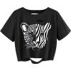 image:imageAvanova Tigers Graphic Cropped Tee Shirts Short Sleeve Crop Tops Distressed Ripped TShirtBlack White