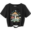 image:imageAvanova Vintage Mushroom Graphic Cropped Tee Shirts Short Sleeve Crop Tops Distressed Ripped TShirtOrange