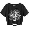 image:imageAvanova Vintage Mushroom Graphic Cropped Tee Shirts Short Sleeve Crop Tops Distressed Ripped TShirtWhite