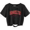 image:imageAvanova Women Crop Tops Brooklyn Graphic Tee Oversized Short Sleeve Distressed Tshirt Black Brooklyn Large