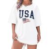 image:imageAvanova Women Graphic Letter Print Oversized T Shirt Short Sleeve Casual Summer Loose Fit Tee TopUsa White