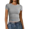 image:imageAvanova Women Side Ruched Crop Tops Short Sleeve Fitted Cropped T Shirts Crewneck Stretchy Basic TeeGrey