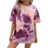 image:imageAvanova Women Tie Dye T Shirts Oversized Tshirts Short Sleeve Crewneck Summer Loose Tee TopPurple Orange