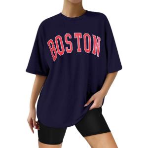 image:imageAvanova Women Graphic Letter Print Oversized T Shirt Short Sleeve Casual Summer Loose Fit Tee TopNavy Boston