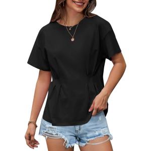image:imageAvanova Women Peplum Top Cinched Waist Short Sleeve T Shirts Casual Summer TeeBlack