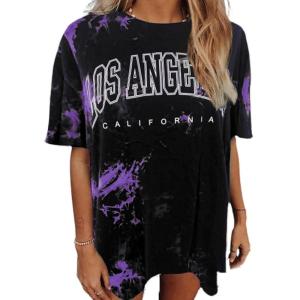 image:imageAvanova Women Tie Dye T Shirts Oversized Tshirts Short Sleeve Crewneck Summer Loose Tee TopPurple Black