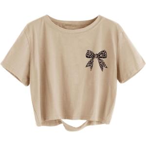 image:imageAvanova Women Vintage Floral Graphic Distressed Crop Tops Ripped Short Sleeve T ShirtKhaki