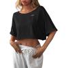 image:imageAvanova Women Off The Shoulder Crop Top Cropped Batwing Short Sleeve Tee TShirtBlack