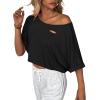 image:imageAvanova Women Off The Shoulder Crop Top Cropped Batwing Short Sleeve Tee TShirtBlack