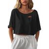 image:imageAvanova Women Off The Shoulder Crop Top Cropped Batwing Short Sleeve Tee TShirtBlack