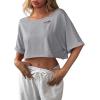 image:imageAvanova Women Off The Shoulder Crop Top Cropped Batwing Short Sleeve Tee TShirtGrey