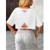 image:imageAvanova Women Off The Shoulder Crop Top Cropped Batwing Short Sleeve Tee TShirtWhite