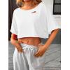 image:imageAvanova Women Off The Shoulder Crop Top Cropped Batwing Short Sleeve Tee TShirtWhite