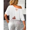 image:imageAvanova Women Off The Shoulder Crop Top Cropped Batwing Short Sleeve Tee TShirtWhite