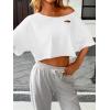 image:imageAvanova Women Off The Shoulder Crop Top Cropped Batwing Short Sleeve Tee TShirtWhite