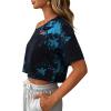 image:imageAvanova Women Off The Shoulder Crop Tops Distressed Ripped Short Sleeve Cropped Tee TShirtBlack Blue