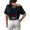 image:imageAvanova Women Off The Shoulder Crop Tops Distressed Ripped Short Sleeve Cropped Tee TShirtBlack Blue
