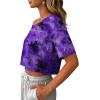 image:imageAvanova Women Off The Shoulder Crop Tops Distressed Ripped Short Sleeve Cropped Tee TShirtBlack Purple