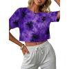 image:imageAvanova Women Off The Shoulder Crop Tops Distressed Ripped Short Sleeve Cropped Tee TShirtBlack Purple