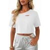 image:imageAvanova Women Off The Shoulder Crop Tops Distressed Ripped Short Sleeve Cropped Tee TShirtWhite