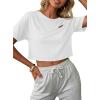 image:imageAvanova Women Off The Shoulder Crop Tops Distressed Ripped Short Sleeve Cropped Tee TShirtWhite