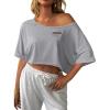 image:imageAvanova Women Off The Shoulder Crop Top Cropped Batwing Short Sleeve Tee TShirtGrey