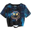 image:imageAvanova Womens Tie Dye Smile Face Graphic Tee Summer Short Sleeve Distressed Crop Top Tie Dye Blue Medium