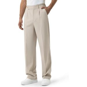 image:imageTapata Mens 283032 Inseam Casual Dress Pants Pleated Old Money Wide Leg Baggy Slacks Relaxed Fit TrousersLight Khaki