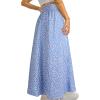 image:imageAvanova Women Boho Floral Slit Maxi Skirt Split Thigh High Waisted Long SkirtsBlue