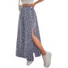 image:imageAvanova Women Boho Floral Slit Maxi Skirt Split Thigh High Waisted Long SkirtsNavy