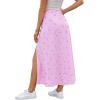 image:imageAvanova Women Boho Floral Slit Maxi Skirt Split Thigh High Waisted Long SkirtsPink