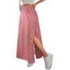 image:imageAvanova Women Boho Floral Slit Maxi Skirt Split Thigh High Waisted Long SkirtsRed Floral