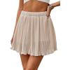 image:imageAvanova Women Pleated Mini Skirt Skorts Chiffon High Waisted A line Short SkirtsBeige