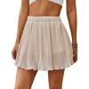 image:imageAvanova Women Pleated Mini Skirt Skorts Chiffon High Waisted A line Short SkirtsBeige
