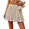 image:imageAvanova Women Pleated Mini Skirt Skorts Chiffon High Waisted A line Short SkirtsBeige