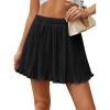 image:imageAvanova Women Pleated Mini Skirt Skorts Chiffon High Waisted A line Short SkirtsBlack