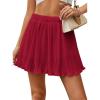 image:imageAvanova Women Pleated Mini Skirt Skorts Chiffon High Waisted A line Short SkirtsBurgundy